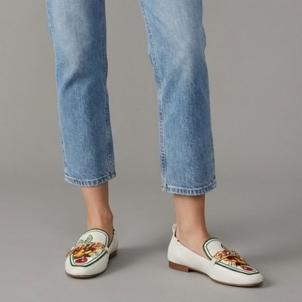 TORY BURCH Needlepoint Fruit Ballet Leather Loafers Size 8